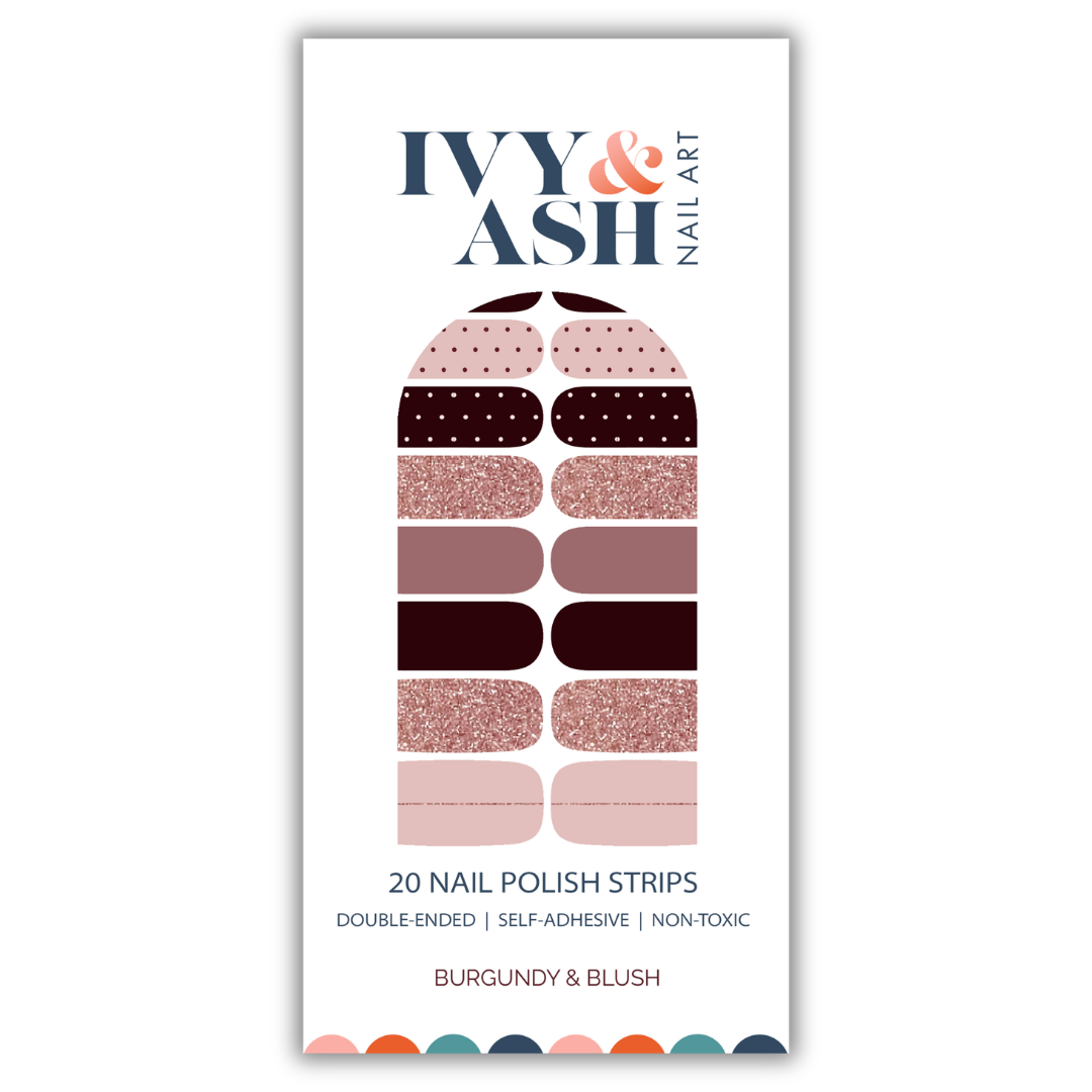 Burgundy & Blush Nail Wrap Set