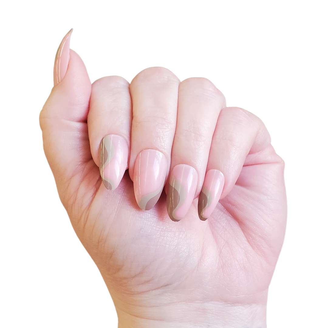 Latte Swirl Press On Nail Set