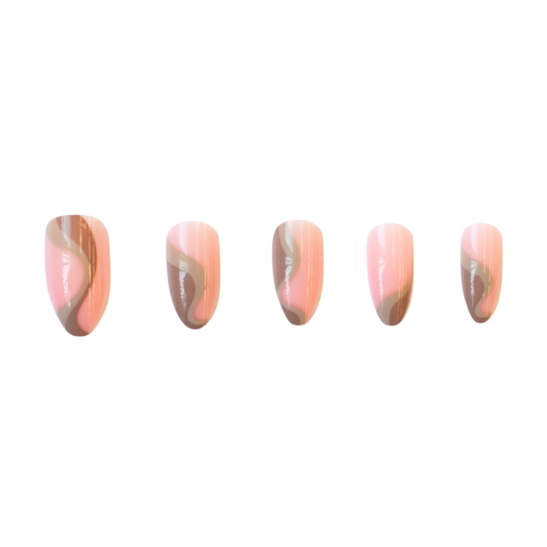 Latte Swirl Press On Nail Set