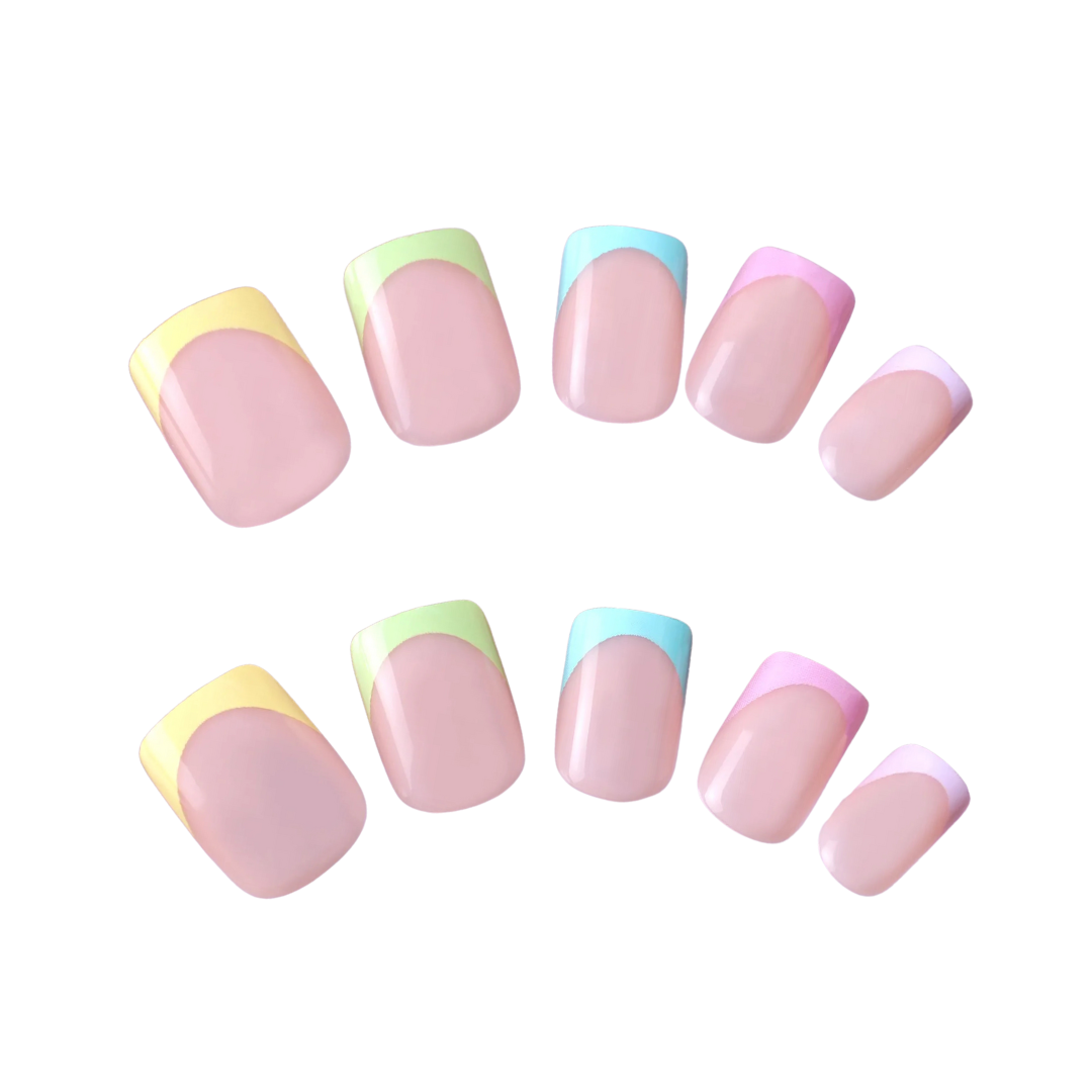 Pastel Rainbow Tips Press On Nail Set