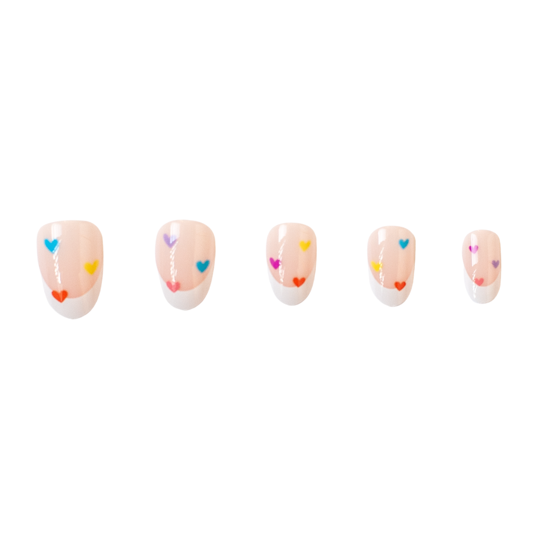Rainbow Hearts Press On Nail Set