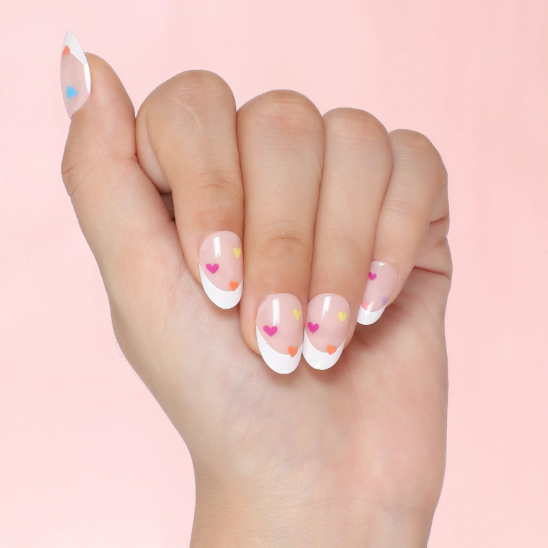 Rainbow Hearts Press On Nail Set