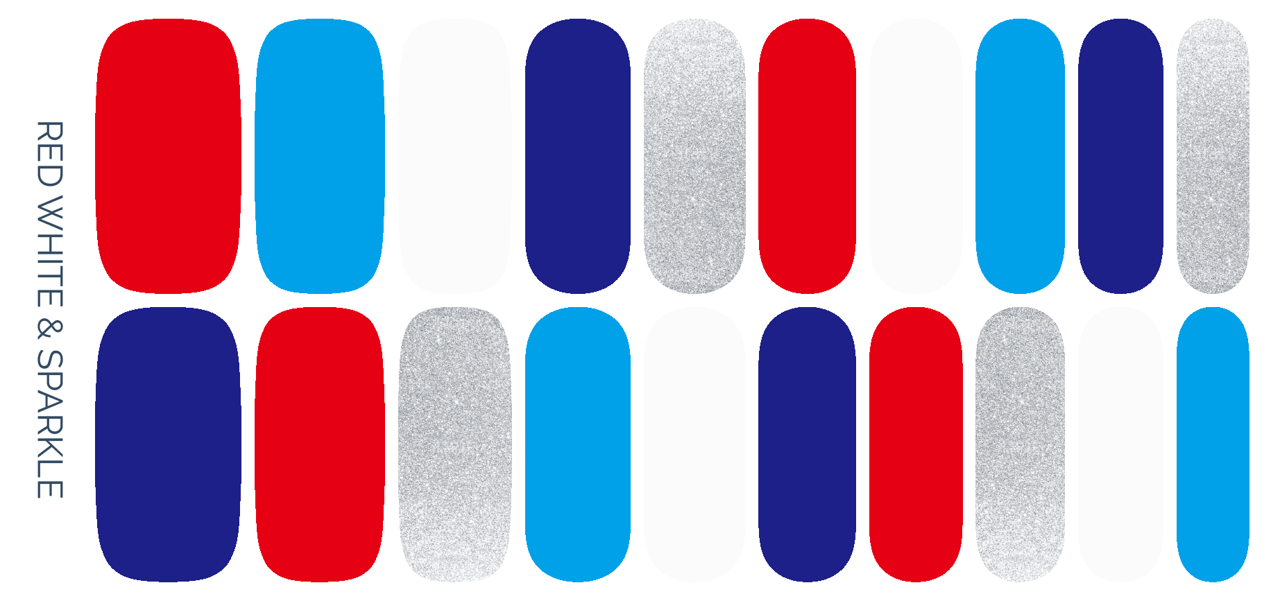 Red White & Sparkle Nail Wrap Set