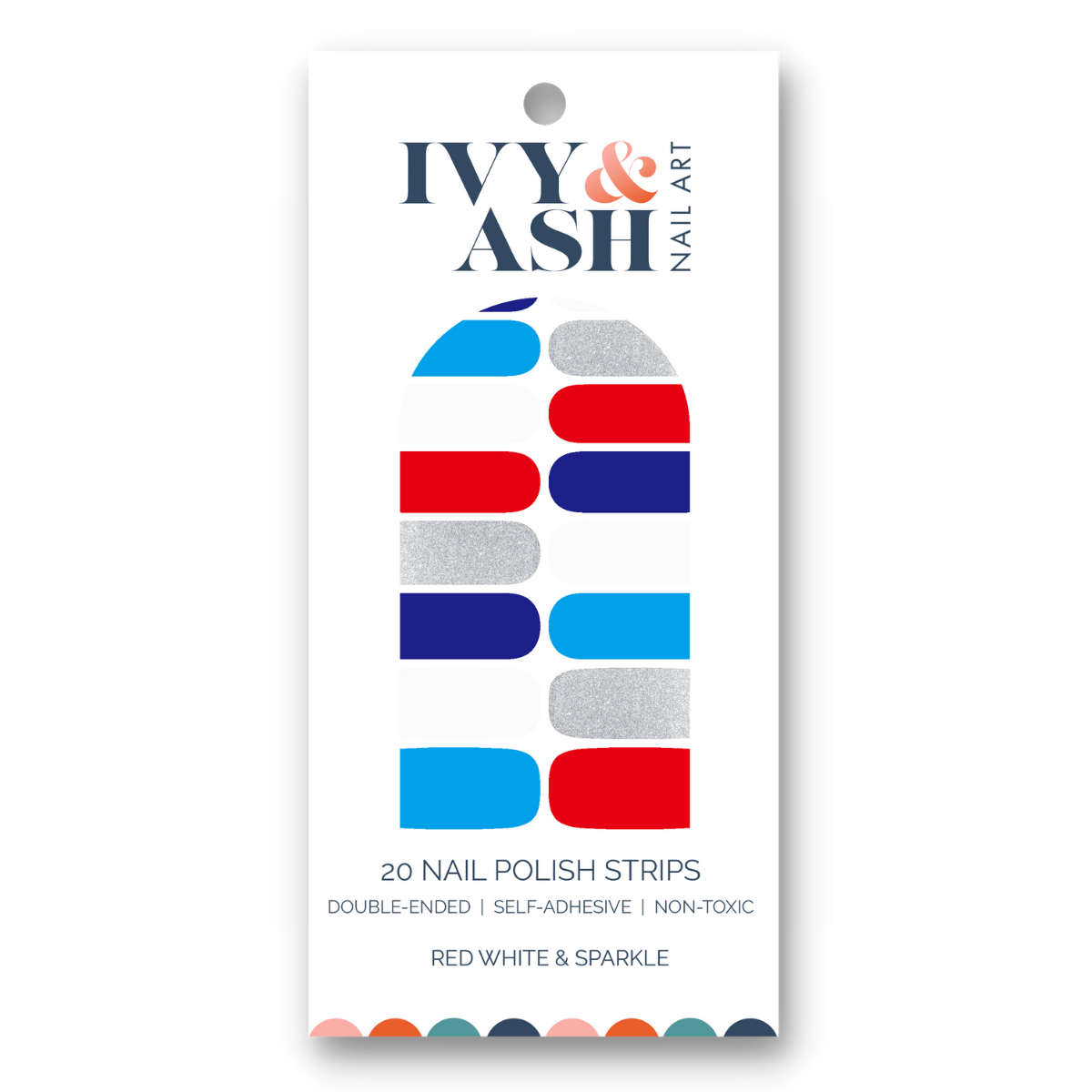 Red White & Sparkle Nail Wrap Set