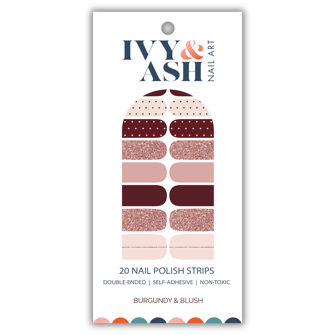 Burgundy & Blush Nail Wrap Set