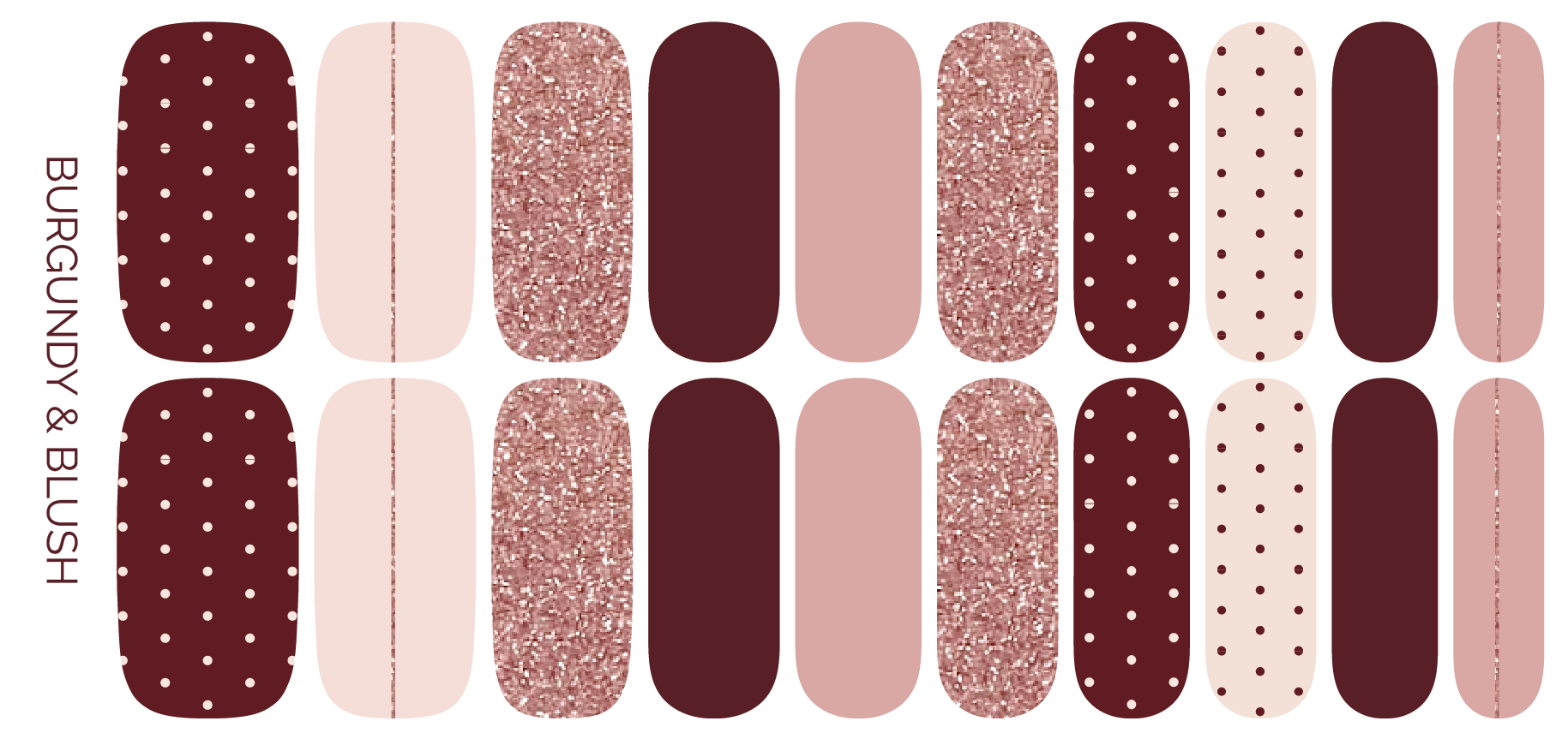 Burgundy & Blush Nail Wrap Set