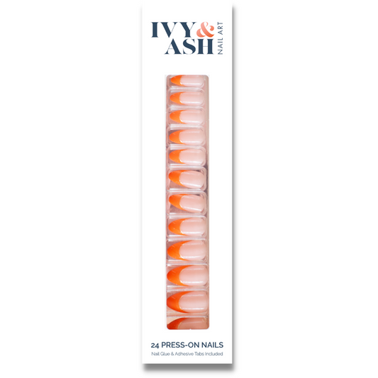 Orange Tips Press On Nail Set