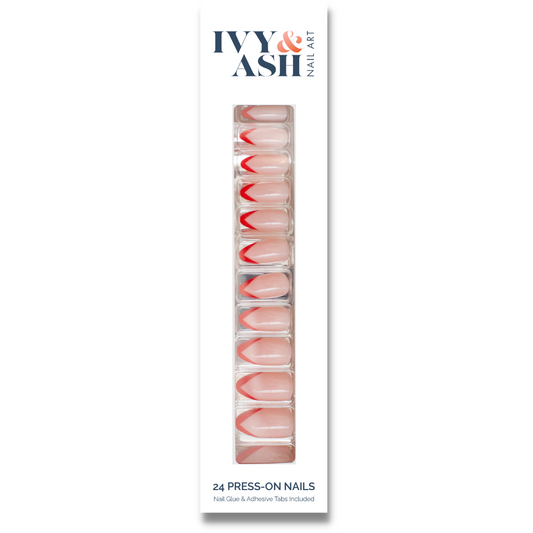 Red Tips Press On Nail Set