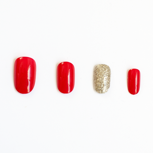 Red & Gold Press On Nail Set