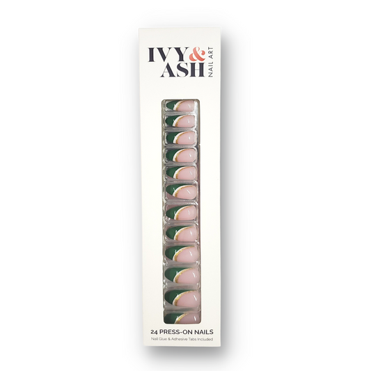 Gilded Green Press On Nail Set