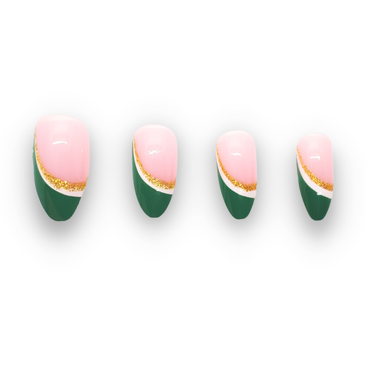 Gilded Green Press On Nail Set