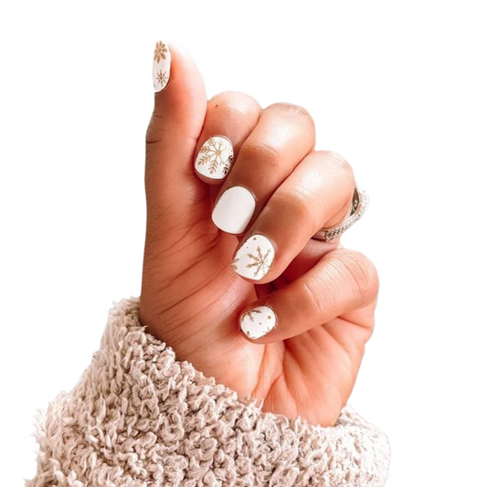 Golden Snowflake Nail Wrap Set